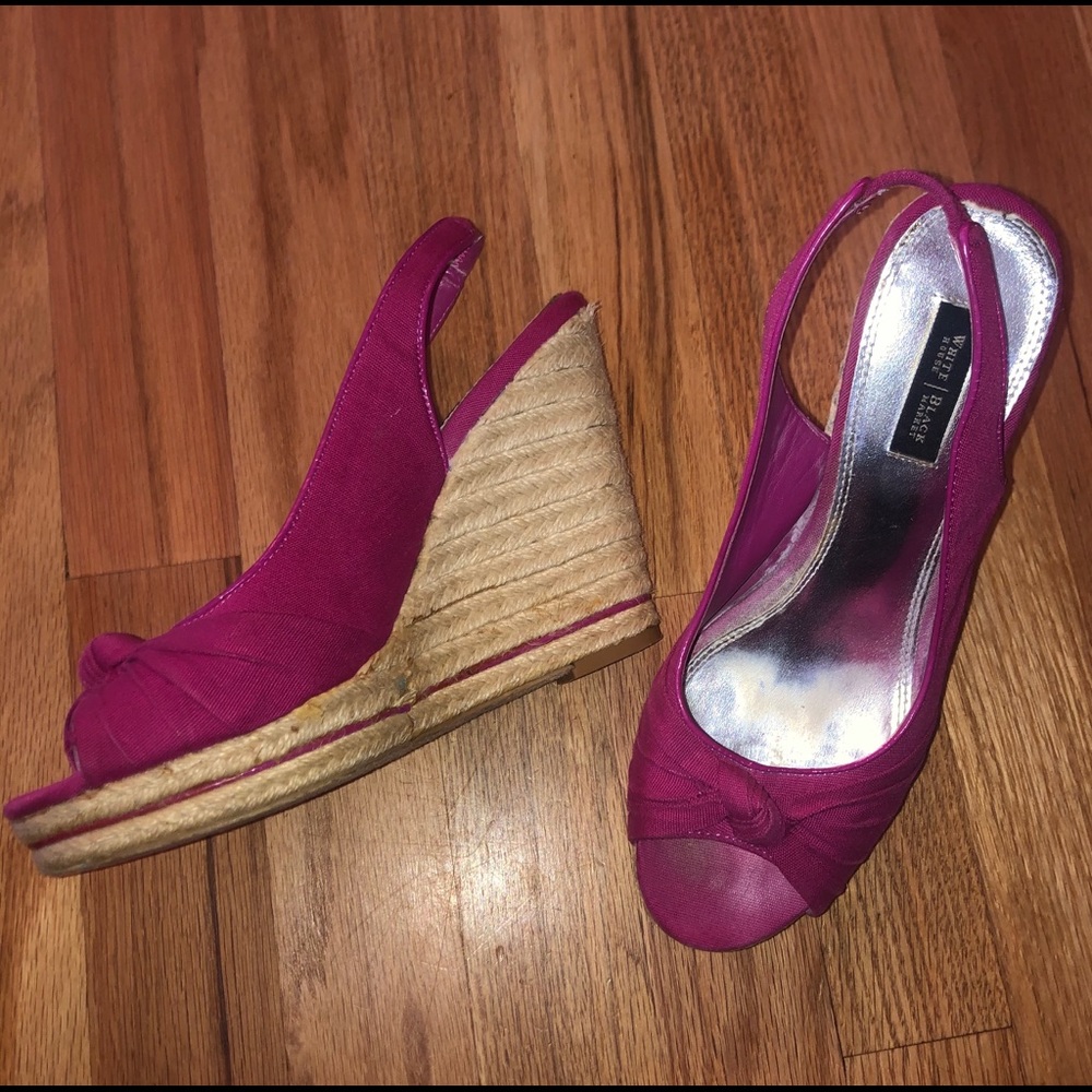 White House Black Market Pink Espadrille Wedges
